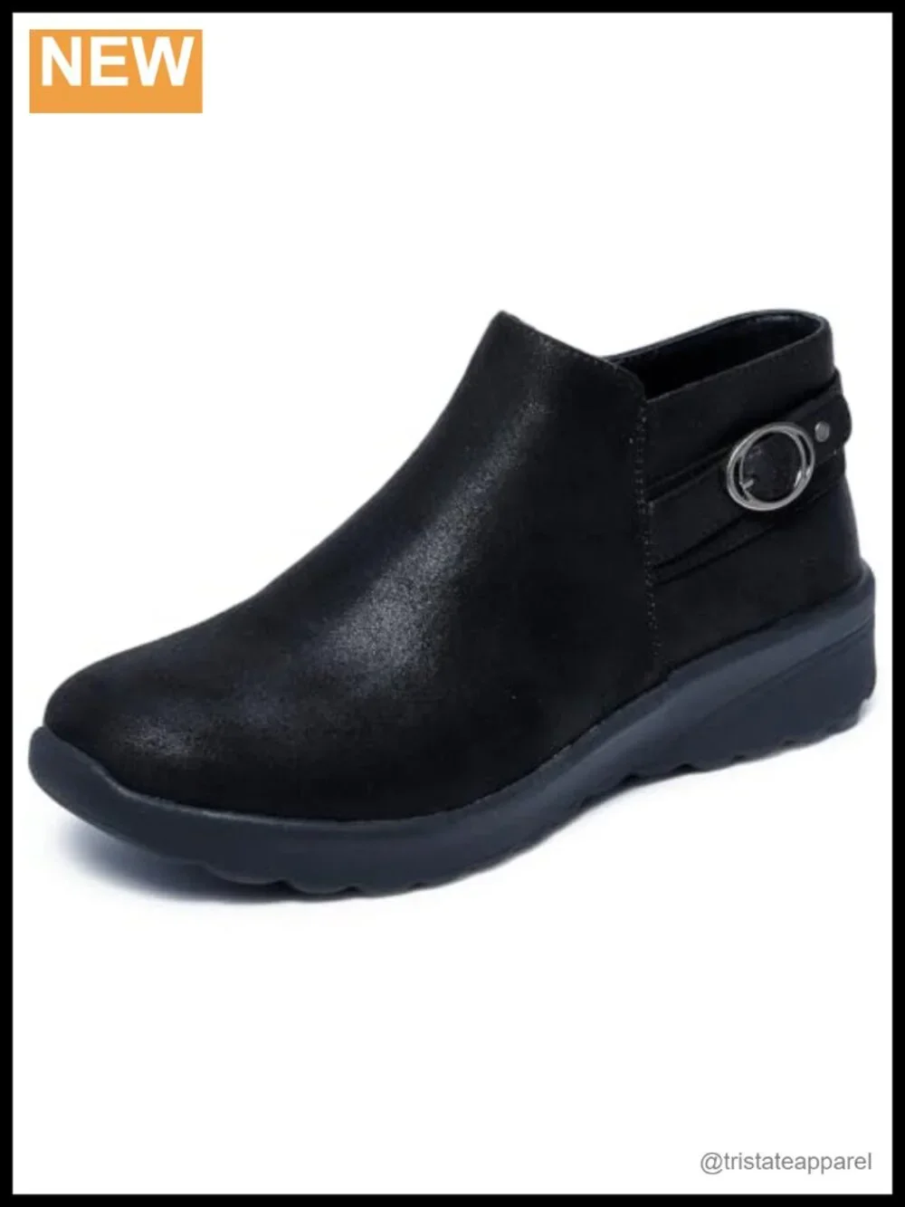 Women's Faux Leather Ankle Booties with Side Zip - Air Cooled Memory Foam